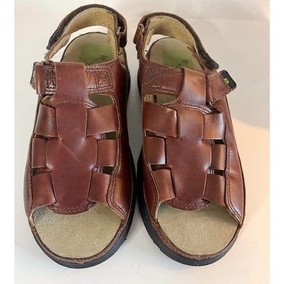 Stride Rite Sandal Toddler Size 11.5 Brown Leather Fisherman Hook Loop Easy On - Picture 2 of 7
